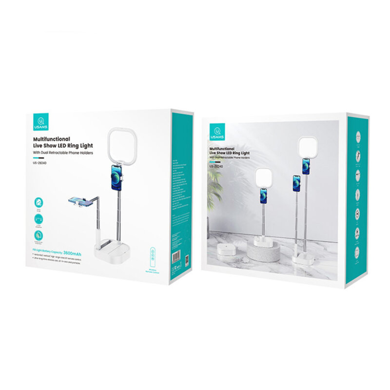 Suport dublu pentru telefon cu lumina LED Usams US-ZB240