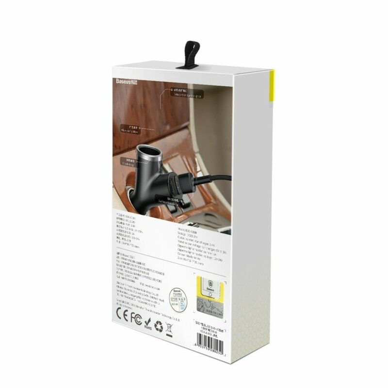 Incarcator auto 2xUSB, bricheta Baseus Y-Type, negru, CCALL-YX01