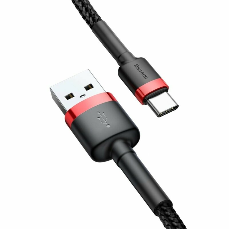 Cablu de date Type-C Baseus, 1m, negru/rosu, CATKLF-B91