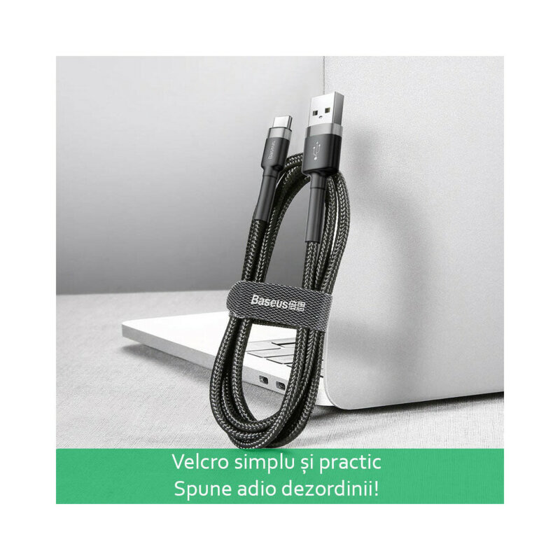 Cablu de date Type-C Baseus, 1m, negru/rosu, CATKLF-B91