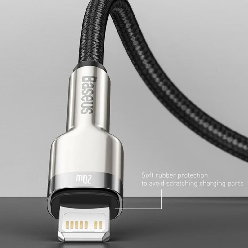 Cablu date Type-C la Lightning Baseus, 20W, 25cm, negru, CATLJK-01