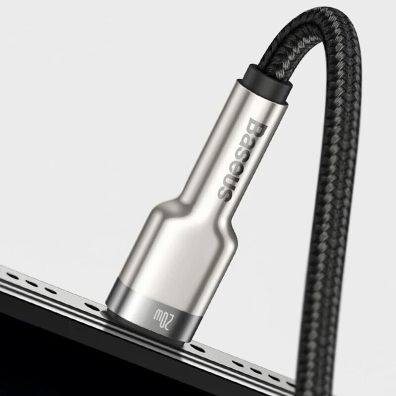 Cablu date Type-C la Lightning Baseus, 20W, 25cm, negru, CATLJK-01