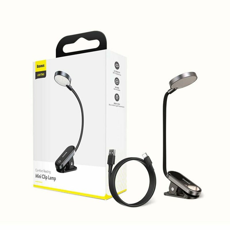 Veioza, lampa pentru birou cu clips Baseus DGRAD-0G, gri