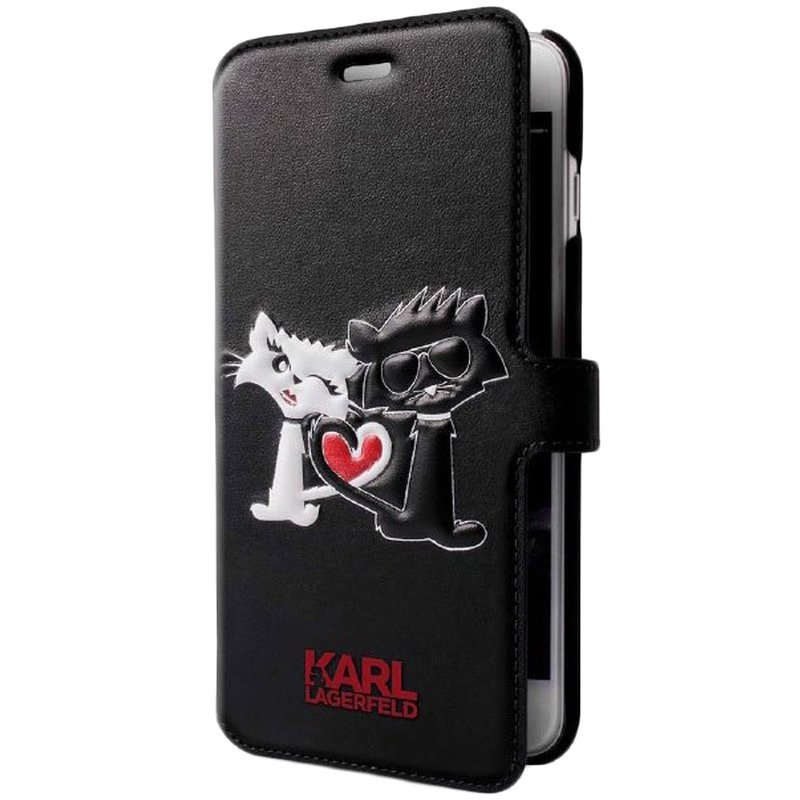 Husa iPhone 8 Karl Lagerfeld Love Cats Book - Negru  KLFLBKP7CL1BK