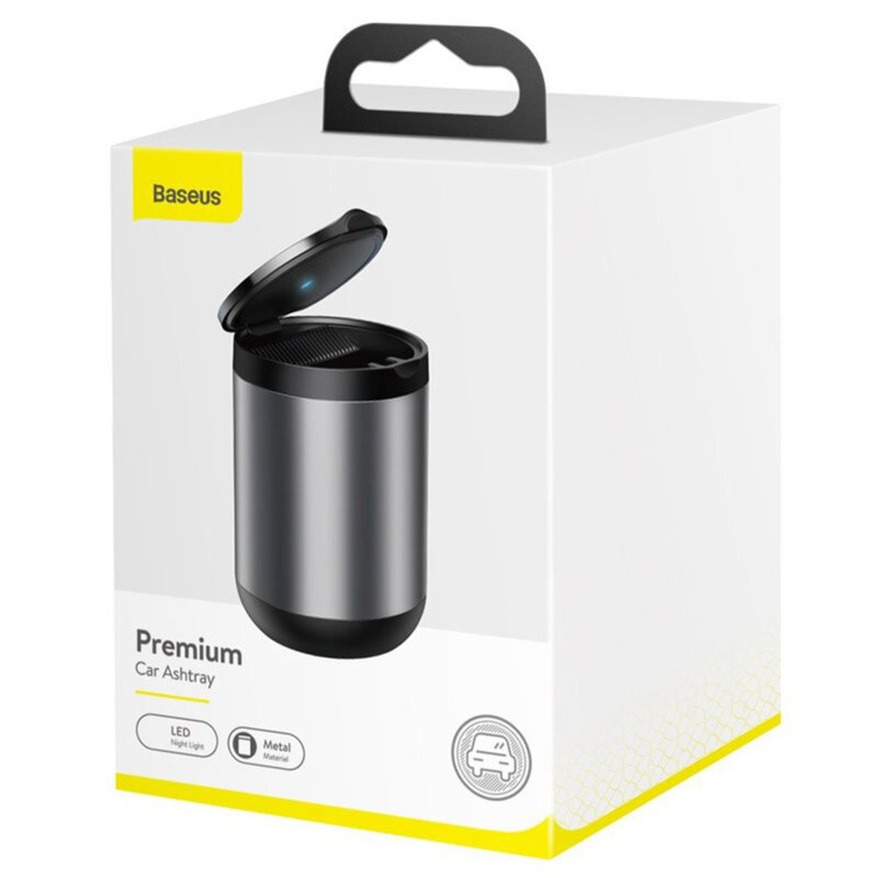Scrumiera auto Baseus cu capac, lumina LED, negru, CRYHG01-01