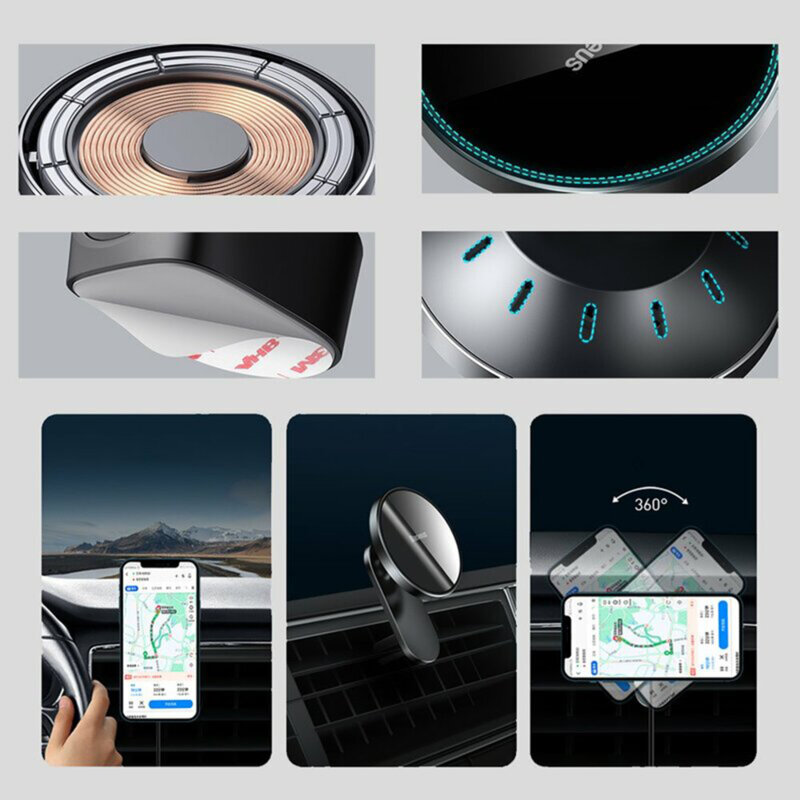 Incarcator auto wireless MagSafe iPhone 12 Baseus, 15W, WXJN-01