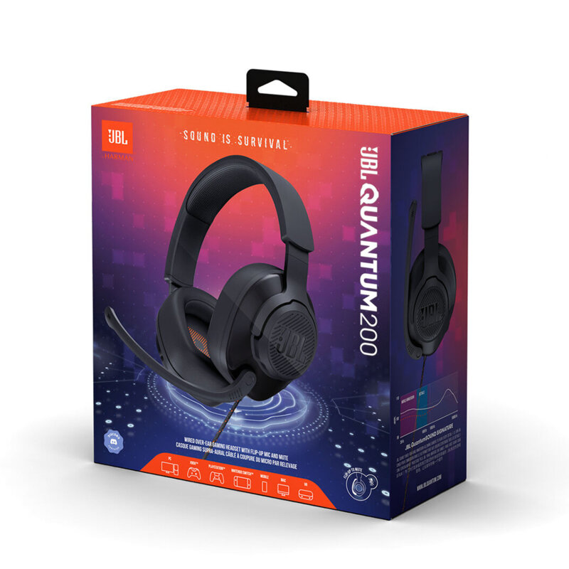 Casti gaming over-ear cu microfon JBL Quantum 200, negru
