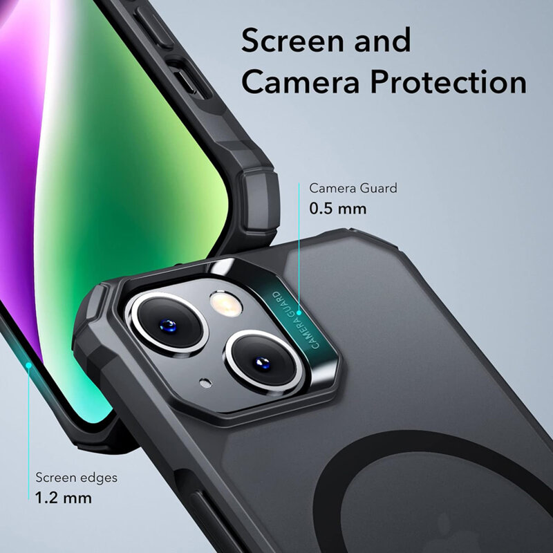 Husa iPhone 14 Plus ESR Air Armor HaloLock, negru/transparenta