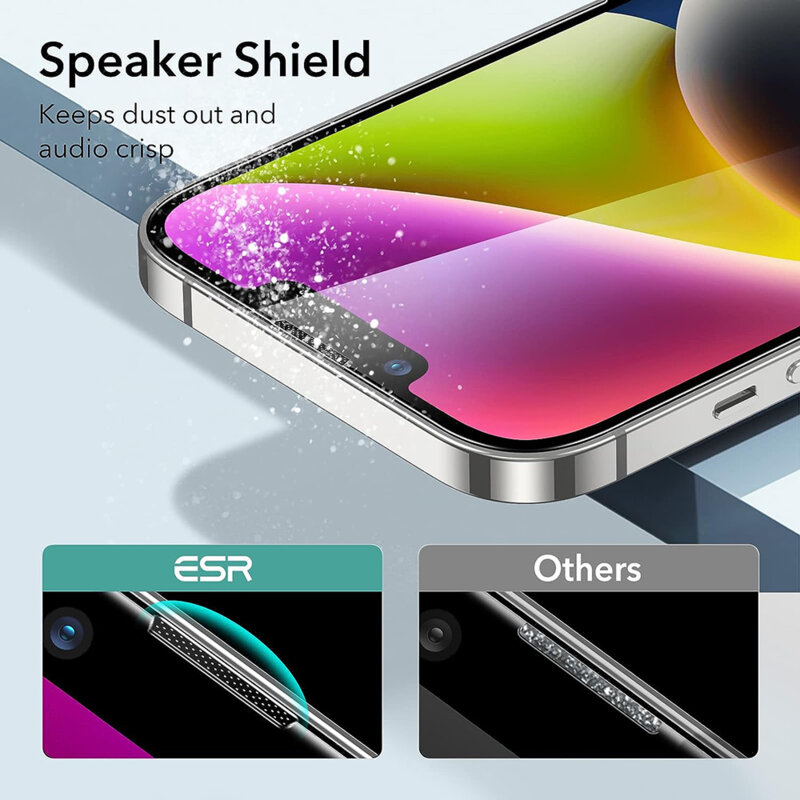 [Pachet 3x] Folie sticla iPhone 14 ESR Tempered Glass, transparenta
