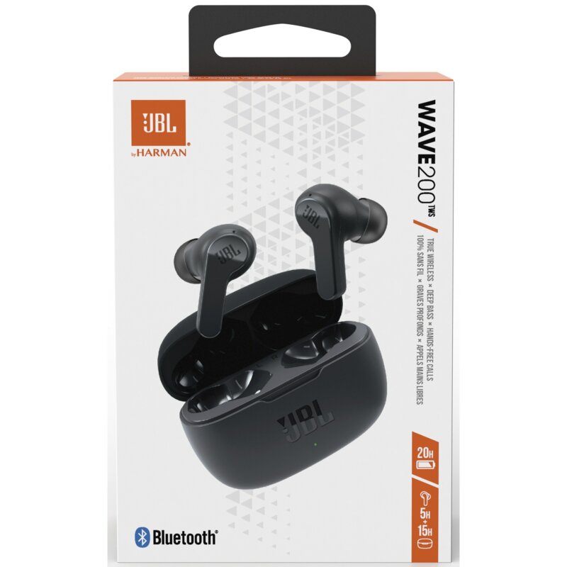 Casti in-ear Bluetooth cu microfon TWS JBL Wave 200, negru
