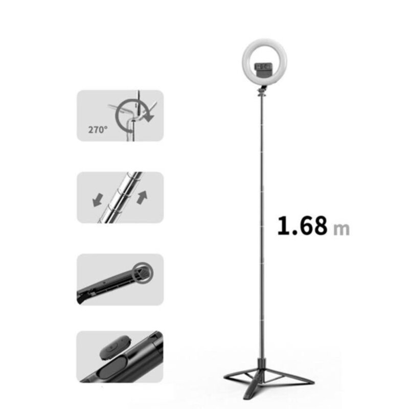 Selfie ring light cu trepied Bluetooth Usams, 168cm, US-ZB241