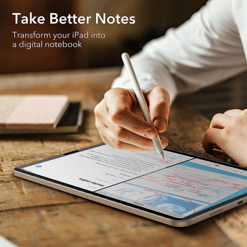 Folie iPad Air 5 (2022) ESR Paper-Feel Magnetic, negru