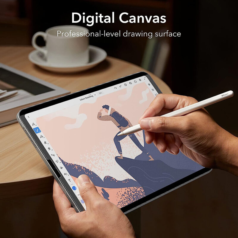 Folie iPad Air 5 (2022) ESR Paper-Feel Magnetic, negru