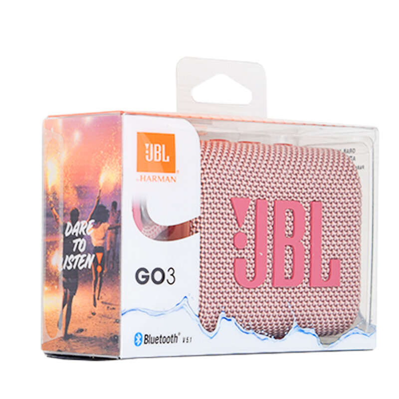 Boxa wireless portabila Bluetooth mica JBL GO3, IP67, roz