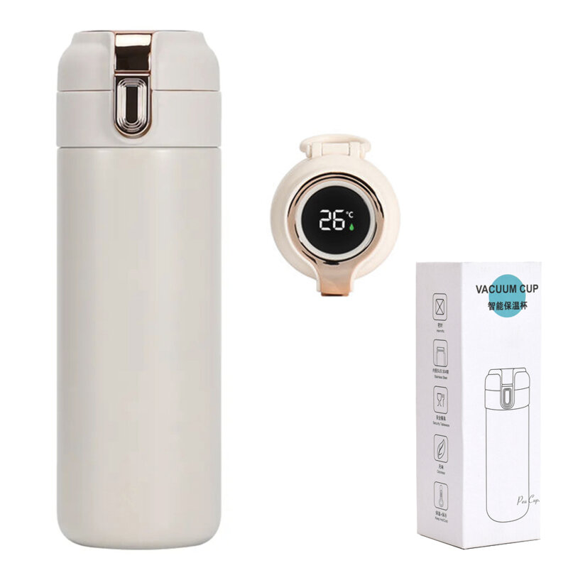 Termos cu indicator de temperatura Techsuit THM1 400ml, alb