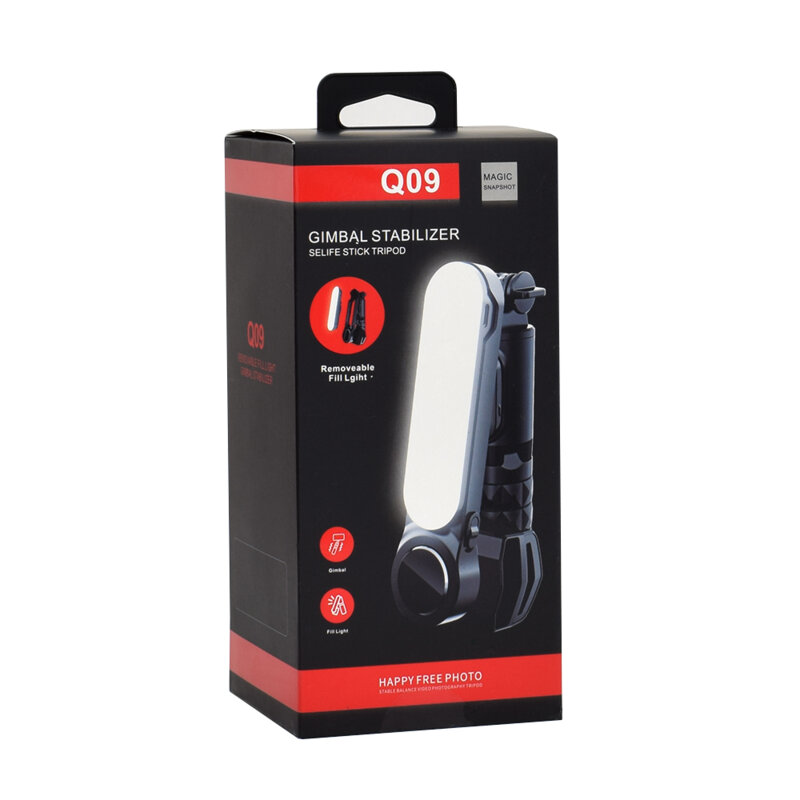 Gimbal mini selfie stick cu stabilizator, LED Techsuit Q09, 70cm