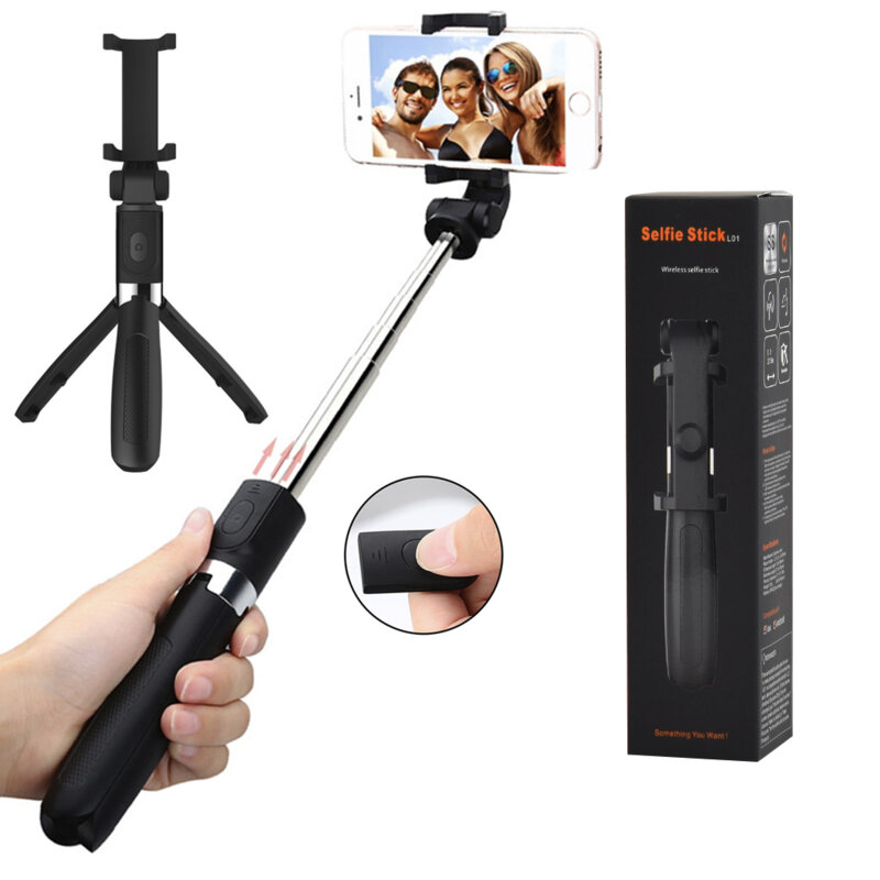 Selfie Stick Bluetooth cu trepied, telecomanda Techsuit L01, 70cm