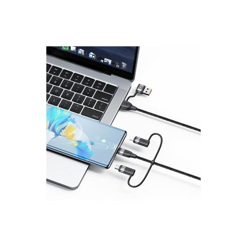 Cablu 6in1 Apple, Micro-USB, tip C PD100W Usams U85, mov, US-SJ645