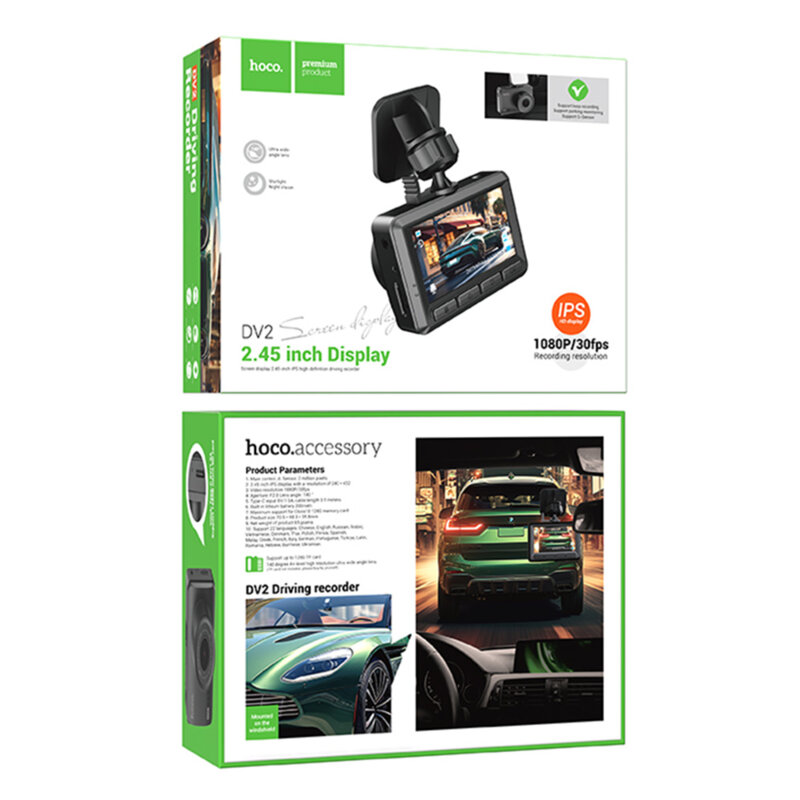 DashCam, camera video auto pentru parbriz masina FullHD Hoco DV2