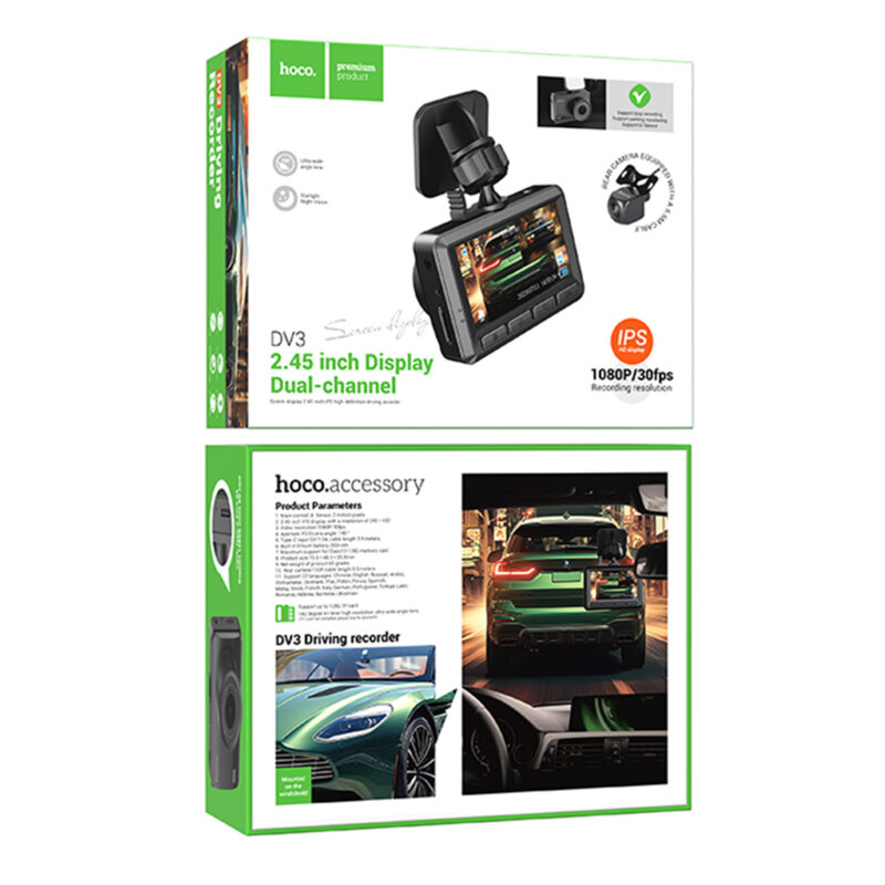 Camera auto DashCam pentru masina cu prindere parbriz Hoco DV3