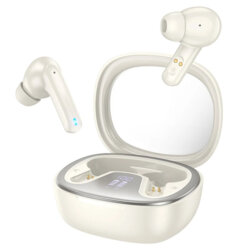 Headset Bluetooth Hoco EQ6, casti Hi-Fi true wireless, bej