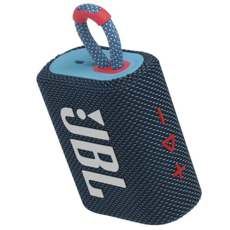 Boxa wireless portabila Bluetooth mica JBL GO3, IP67, albastru / roz