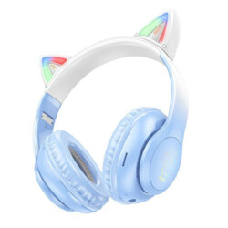 Casti cu urechi pisica Bluetooth pentru copii Hoco W42, albastru