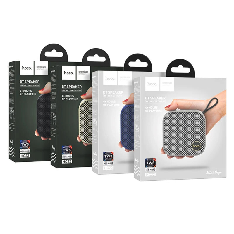 Mini boxa wireless Bluetooth, TWS, Hi-Fi Hoco HC22, albastru