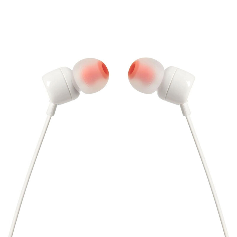 Casti audio cu fir, in-ear JBL T110, mufa Jack 3.5mm, alb