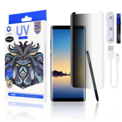 Folie Sticla Samsung Galaxy Note 8 Lito UV Glue PRIVACY 9H Cu Lampa Si Adeziv Lichid - Clear