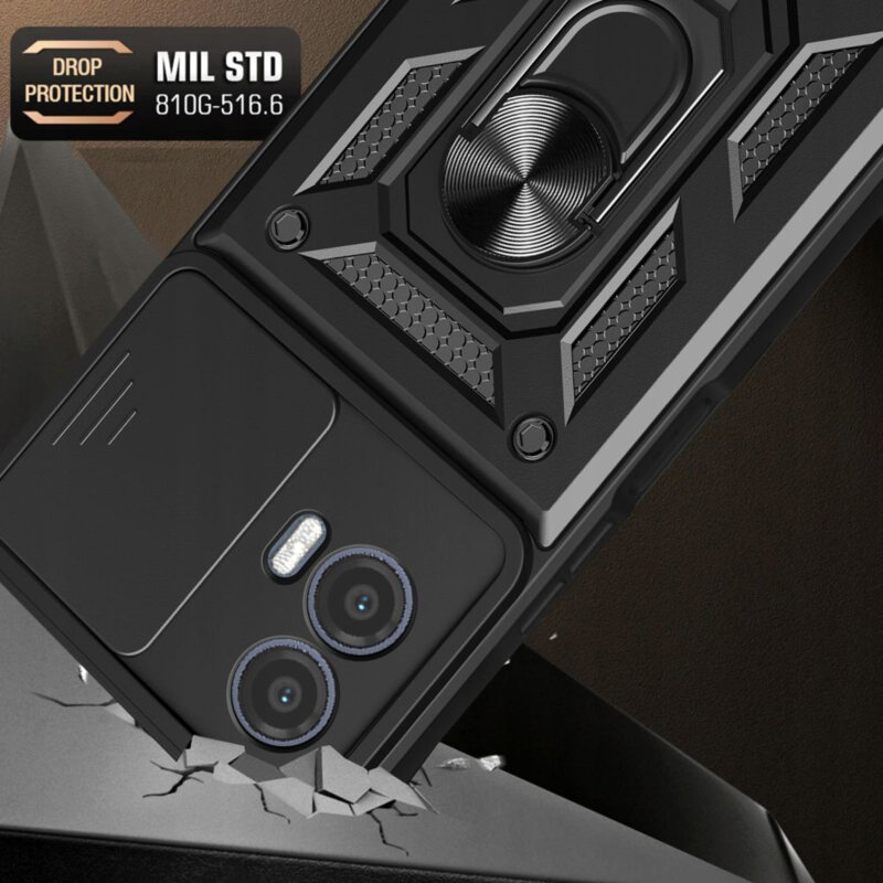 Husa Motorola Moto G73 protectie camera Techsuit CamShield Series, negru