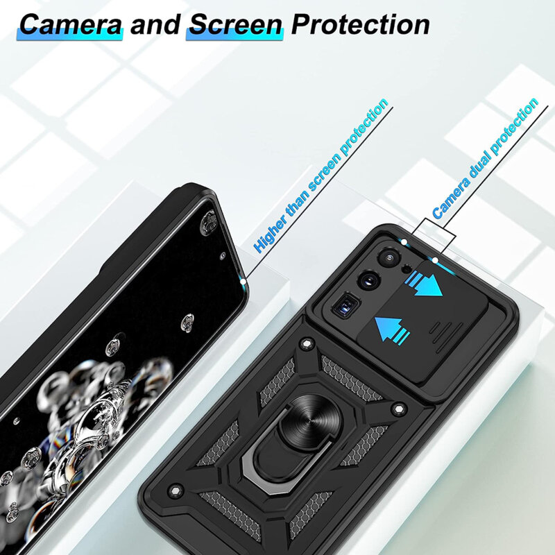 Husa Samsung Galaxy S20 Ultra 5G protectie camera Techsuit CamShield Series, negru