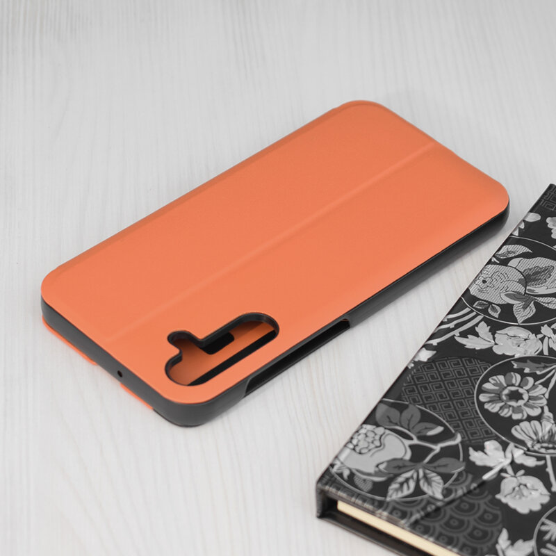 Husa Samsung Galaxy A15 4G Eco Leather View flip tip carte, portocaliu