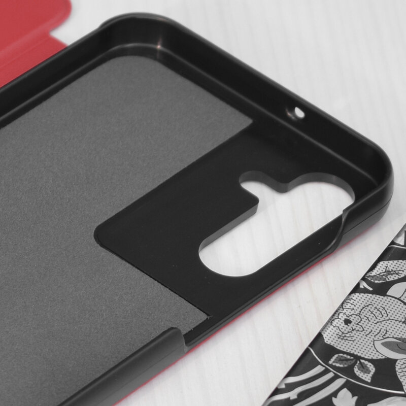 Husa Samsung Galaxy A15 4G Eco Leather View flip tip carte, rosu