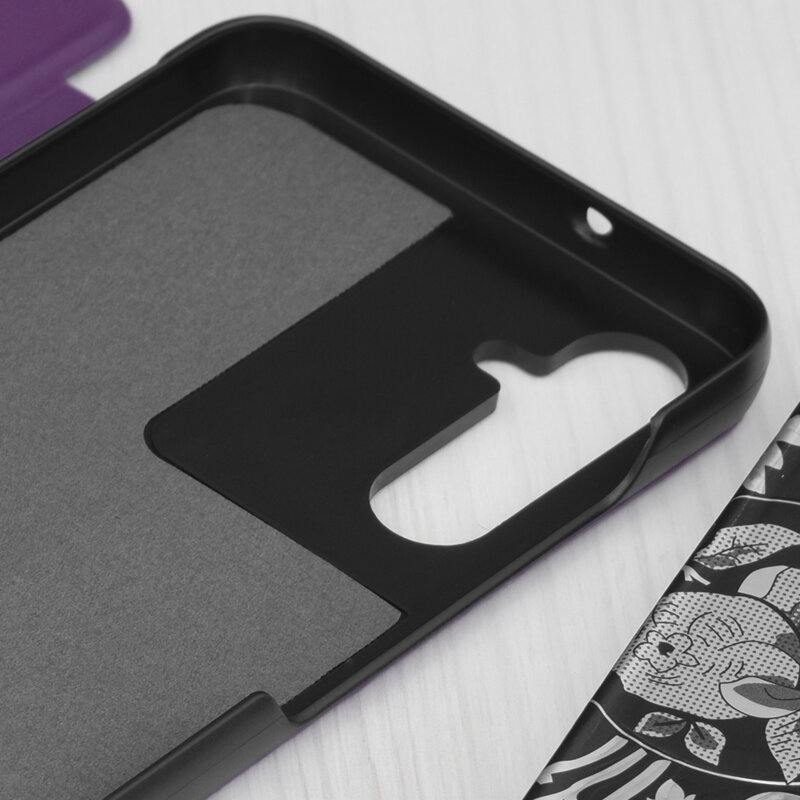 Husa Samsung Galaxy A05s Eco Leather View flip tip carte, mov