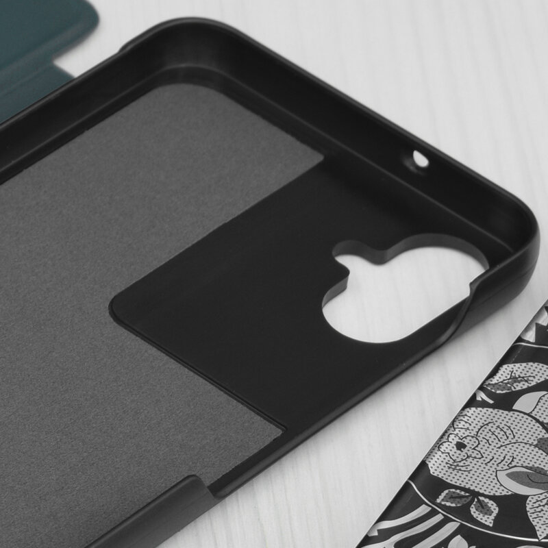 Husa Samsung Galaxy A05 Eco Leather View flip tip carte, verde