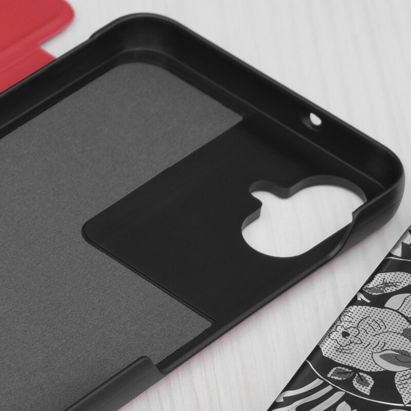 Husa Samsung Galaxy A05 Eco Leather View flip tip carte, rosu