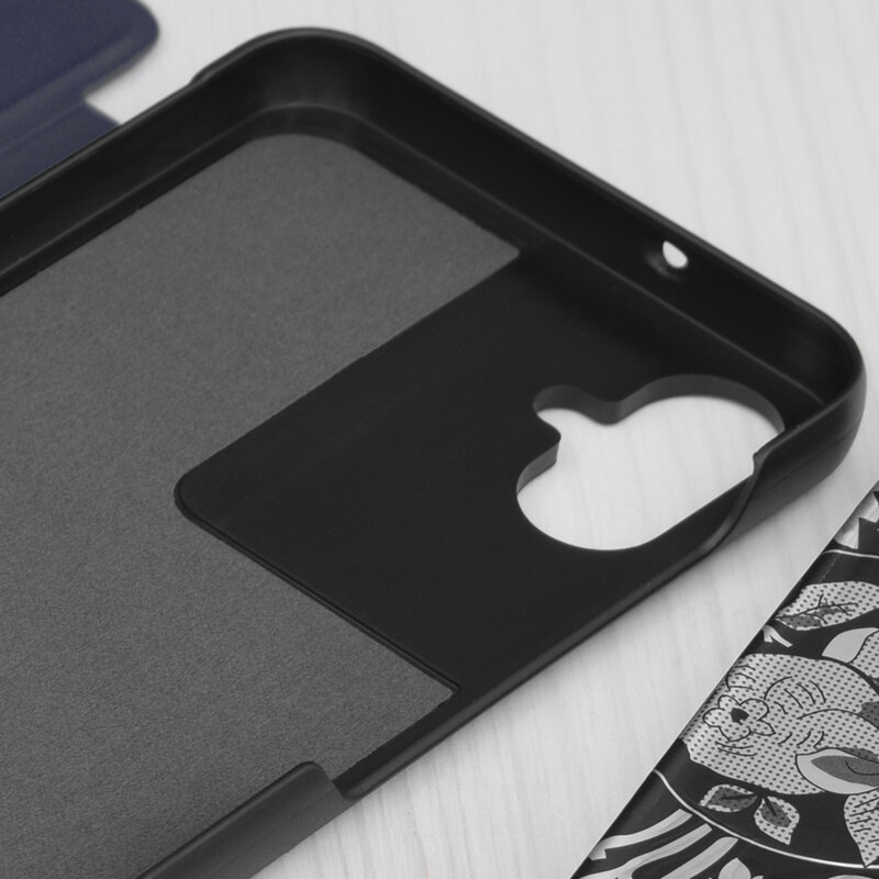 Husa Samsung Galaxy A05 Eco Leather View flip tip carte, albastru