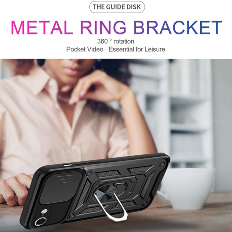 Husa iPhone SE 2, SE 2020 protectie camera Techsuit CamShield Series, negru