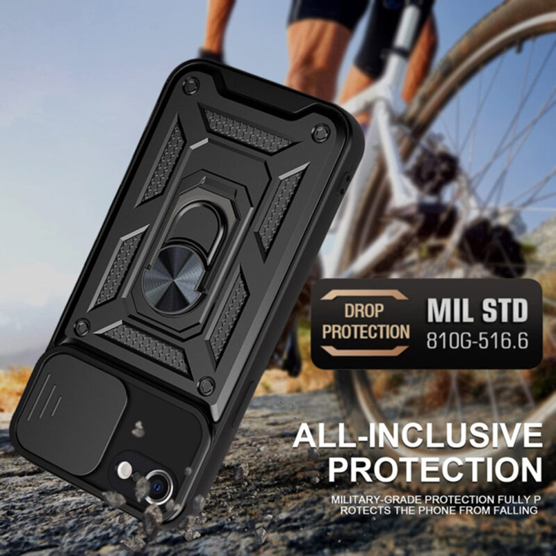 Husa iPhone SE 3, SE 2022 protectie camera Techsuit CamShield Series, negru