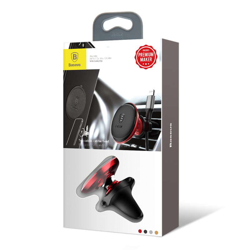 Suport telefon auto grila ventilatie Baseus, rosu, SUGX-A09