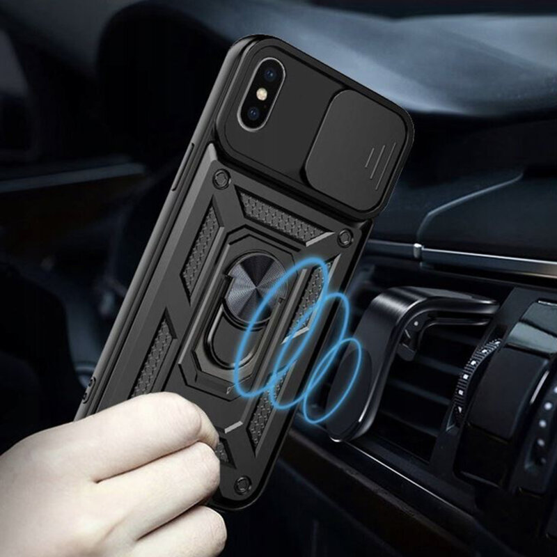 Husa iPhone X, iPhone 10 protectie camera Techsuit CamShield Series, negru