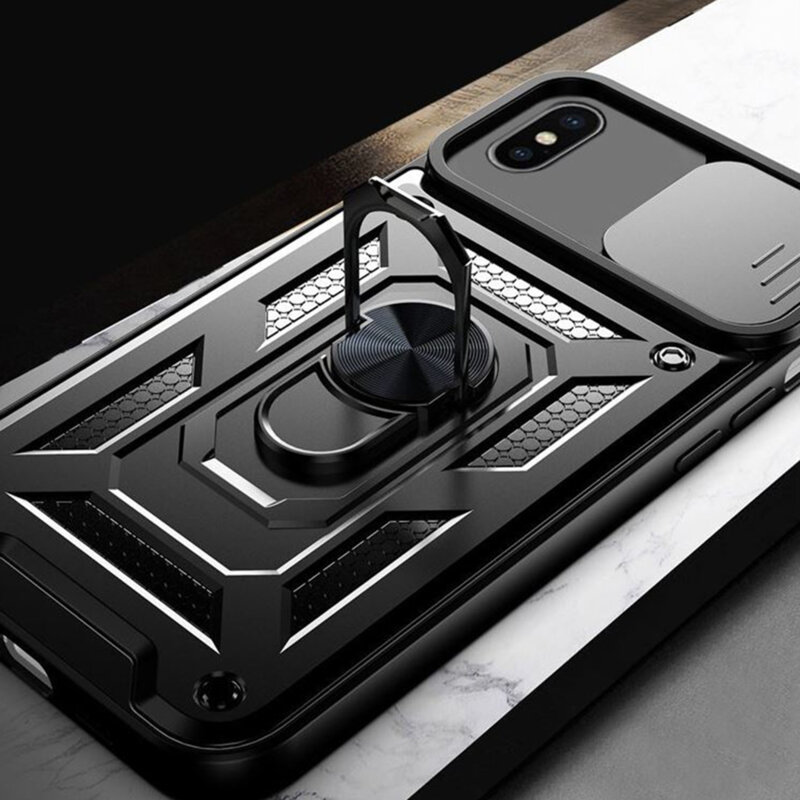 Husa iPhone X, iPhone 10 protectie camera Techsuit CamShield Series, negru