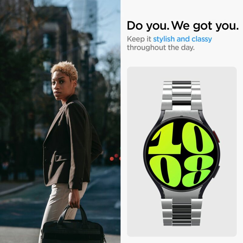 Curea Samsung Galaxy Watch6 44mm Spigen Modern Fit, argintiu