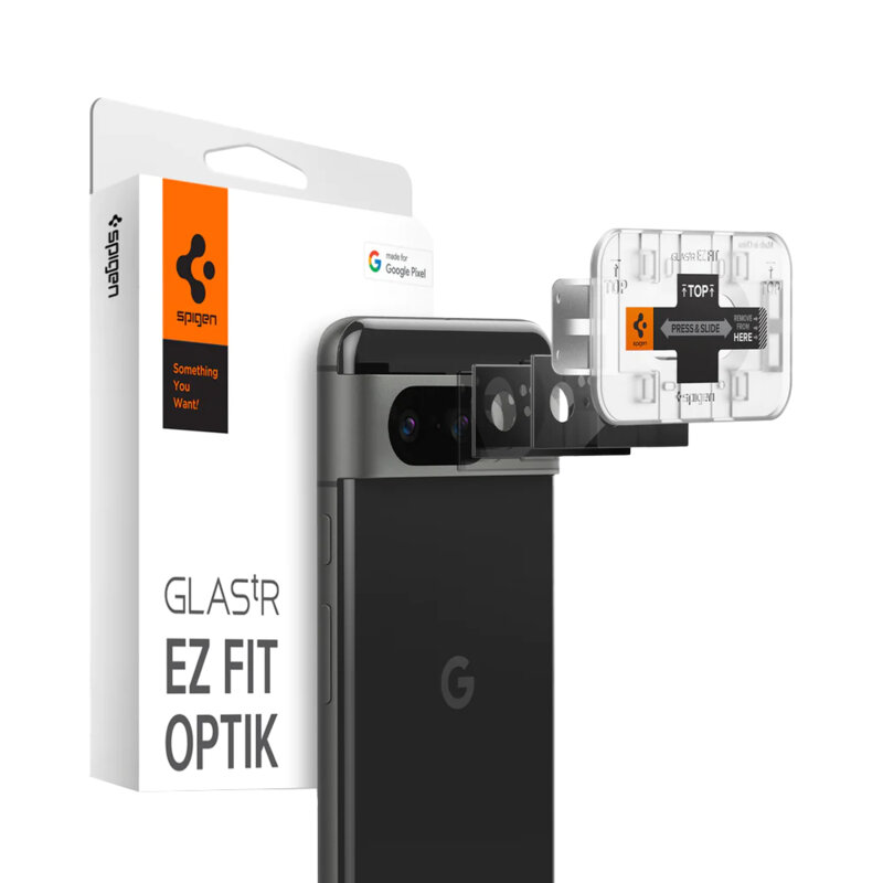 [Pachet 2x] Folie sticla camera Google Pixel 8 Spigen Glas.tR Optik EZ FIT, negru