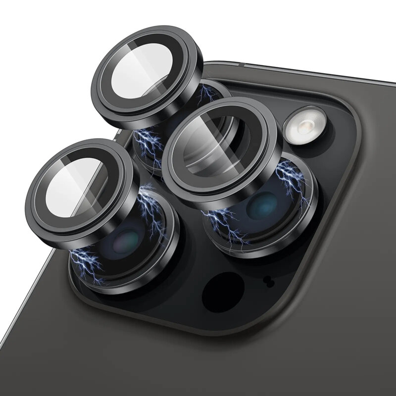Folie sticla iPhone 15 Pro Lito S+ Camera Protector, negru