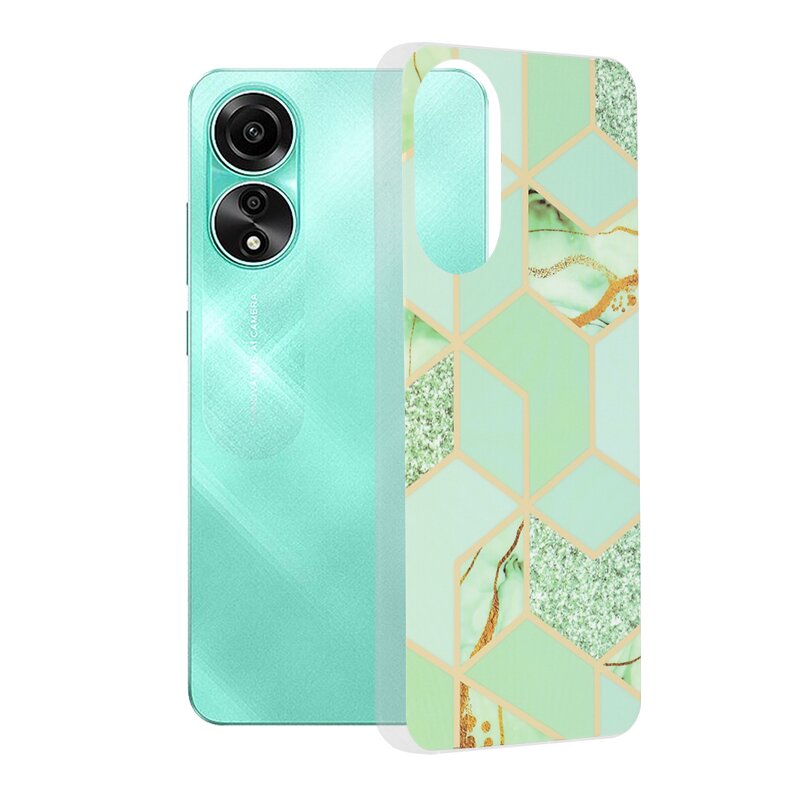 Husa Oppo A78 4G Techsuit Marble, Green Hex