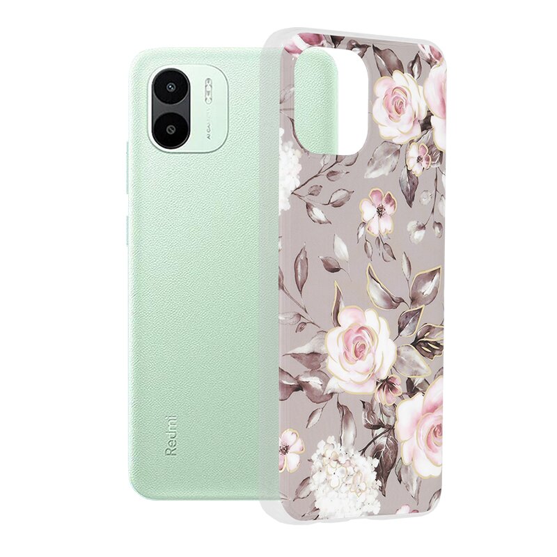 Husa Xiaomi Redmi A1 Techsuit Marble, Bloom of Ruth Gray
