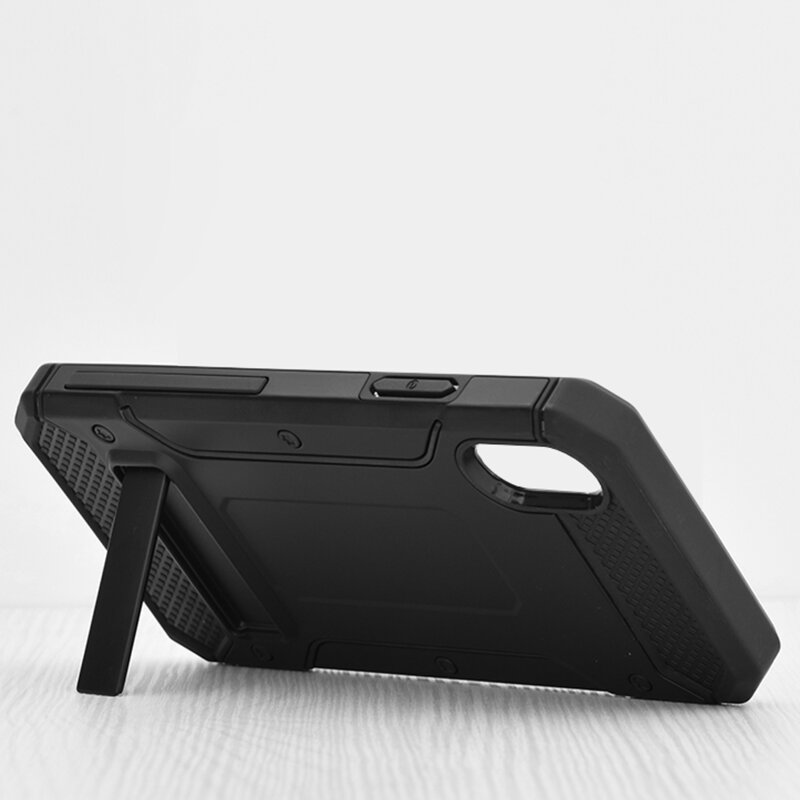 Husa antisoc iPhone X, iPhone 10 Techsuit Hybrid Armor Kickstand, negru