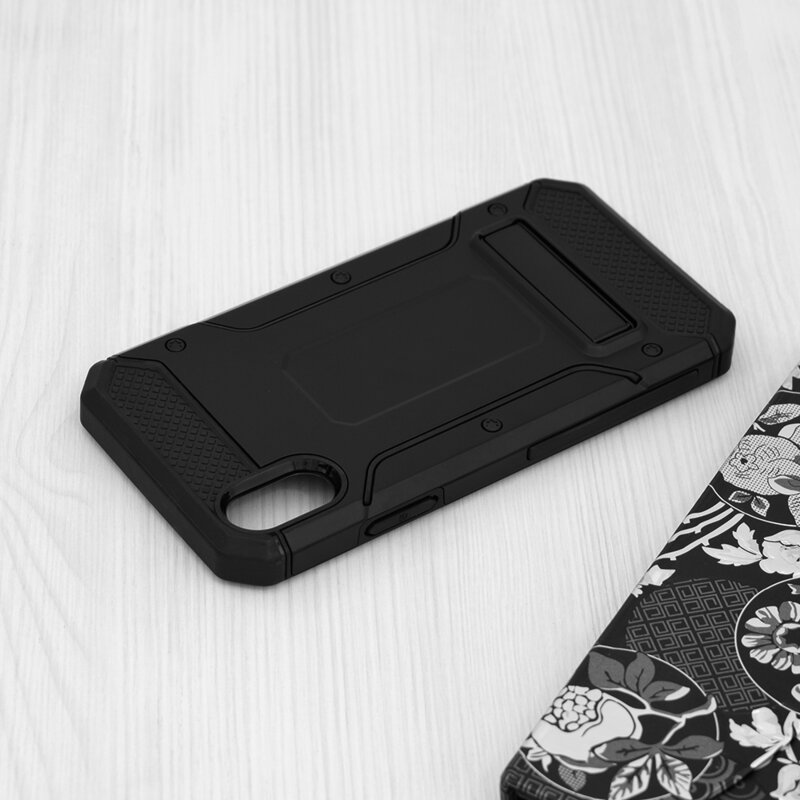 Husa antisoc iPhone XS Techsuit Hybrid Armor Kickstand, negru